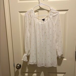 Talbots White and Gold Blouse